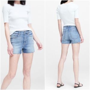Banana Republic High-rise 3” White Denim Shorts 27